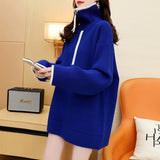 Women Pullover Sweater Loose Zip Thickened Knitting Sweater