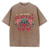 Printed Washed Tshirt Anime Demon Slayer Cotton Men Vintage