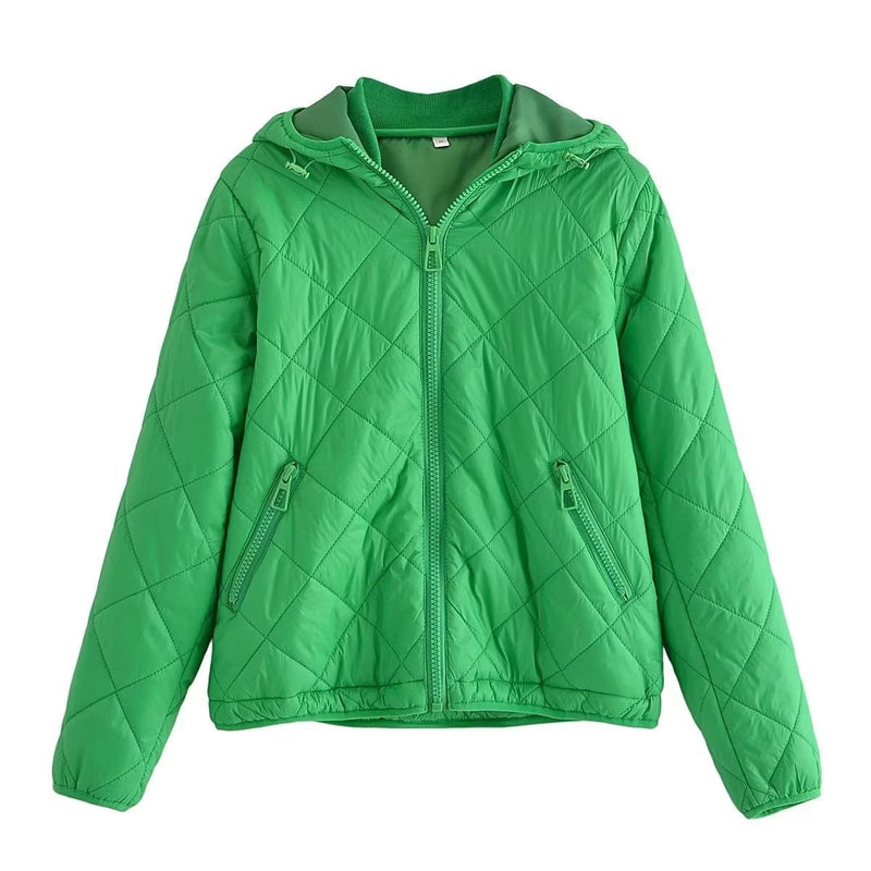 Women Cotton Coat Winter Diamond Lattice Cotton Jacket