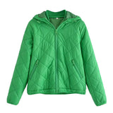 Women Cotton Coat Winter Diamond Lattice Cotton Jacket