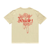 Amiri T Shirt Angel Sketch Printed Casual Hip Hop Short Sleeve T-shirt