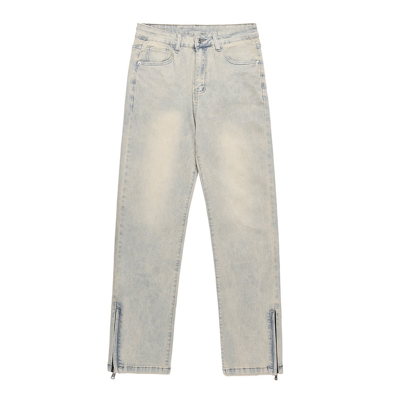 Men Jeans Do the Old Cowboy Flow Loose Casual Zipper Slit