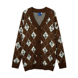 Women Sweater Full Printed Knitted Sweater Loose Cardigan