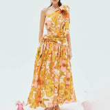 Bohemian Dress Holiday Floral Print Zipper Dress