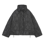 Women Cotton Coat Stand Collar Baggy Casual Jacket