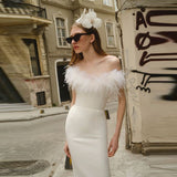 Women Dress Evening Dress Ostrich Feather