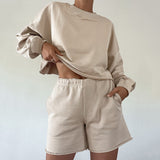 Women Co-Ords Autumn and Winter Women's Leisure Sports Long Sleeve Shorts