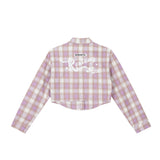 Men Long Sleeved T Shirt Plaid Letters Embroidered Shirt Coat Ins Leisure Cargo