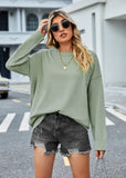Women Pullover Sweater Solid Color Loose Pullover