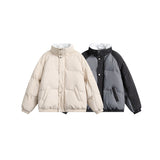 Unisex Coat Corduroy Stitching Lamb Wool