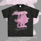 Unisex T Shirt Vintage Rabbit Print Cotton