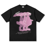 Unisex T Shirt Vintage Rabbit Print Cotton
