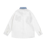Men Long Sleeved T Shirt Embroidered Letter Long Sleeve Shirt Men's Loose Casual Contrast Color Shirt Spring and Autumn