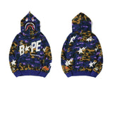 Bathing Ape Hoodie Shark Head Star Camo Sweater