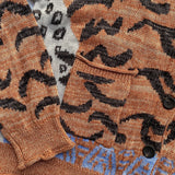 Kapital Sweater Vintage Hida and Macro Japanese Leisure Tiger Pattern Leopard Print Long Sleeve Loose V-neck Knitted Cardigan