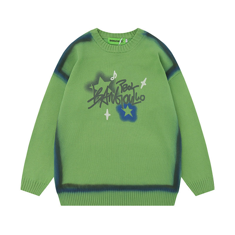 Women Sweater Graffiti Couple Knitted Sweater