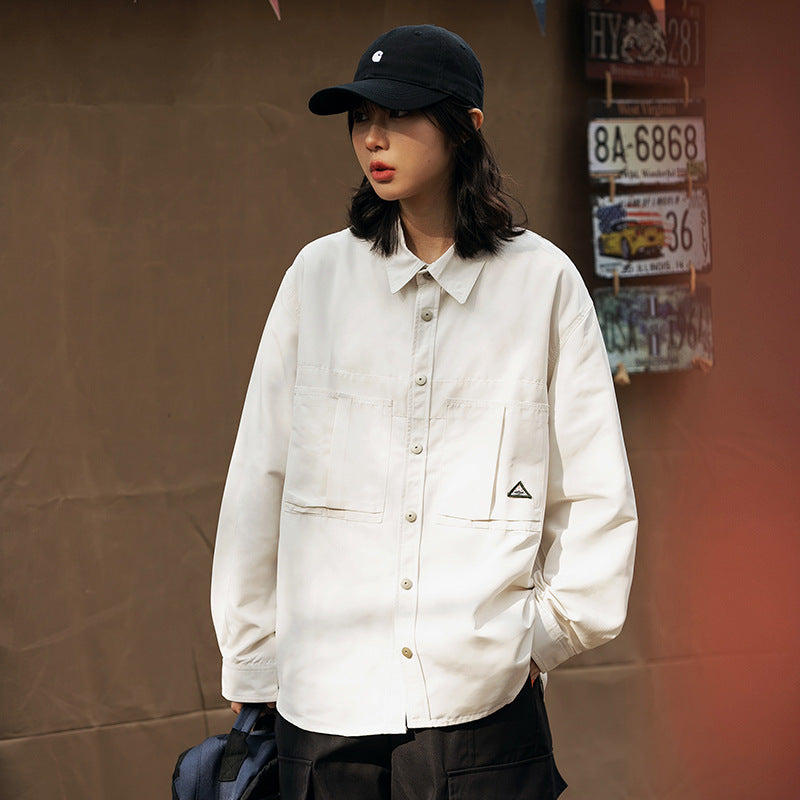 Unisex Shirt Vintage Men's Large Loose Pockets Coat