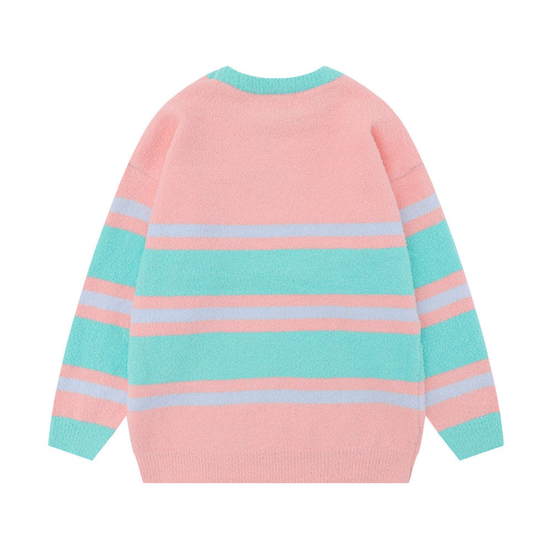 Men Sweater Fleece-Lined Thickened Winter Knitting Sweater