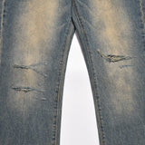 Men Jeans Yellow Niche Loose Worn Indentation