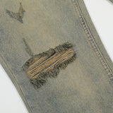 Men Jeans Bell-Bottom Pants Loose Hole
