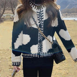 Women Knitted Cardigan Vintage Knitted Short Sweater