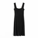 Women Dresses Slim Fit Stretch Split Suspenders Dress