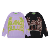 Women Sweater Jacquard Knitted Sweater Retro Lazy Style