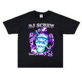 Rock Star T Shirt DJ Screw Singer Character Print T-shirt Short Sleeve round Neck Loose Cotton Casual Men and Women