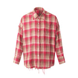 Unisex Shirts Vintage Wash Plaid Shirts