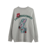 Women Sweater Cute Rabbit Pattern Retro Loose Sweater