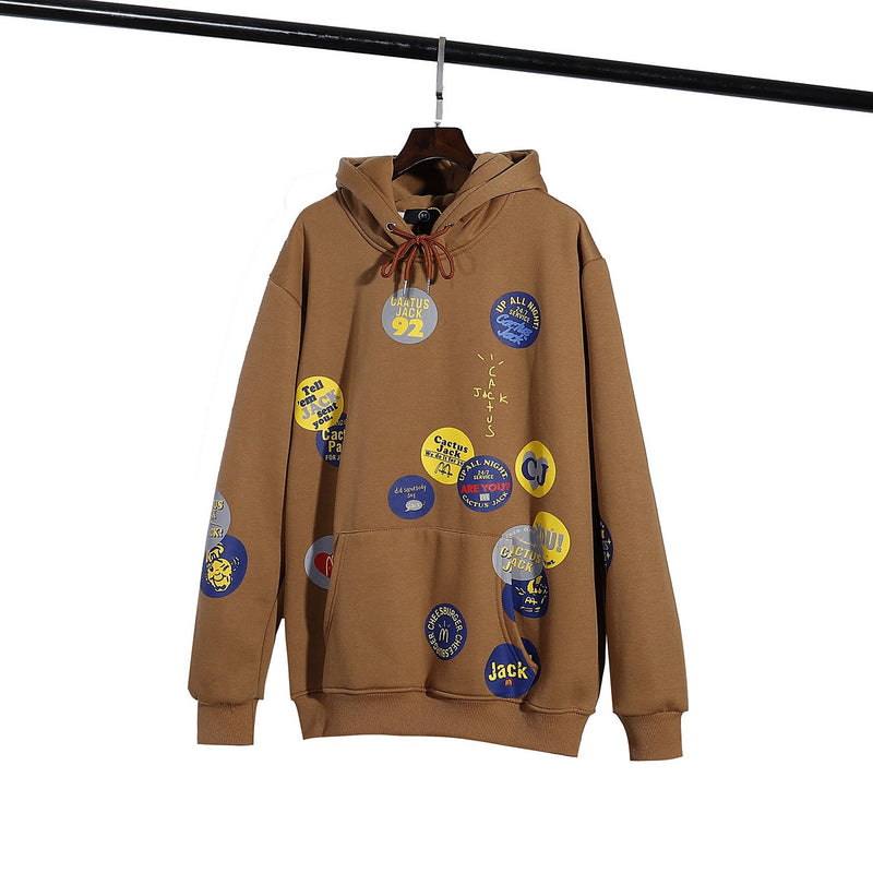 Cactus Flea Market Hoodie Autumn and Winter Printing Fleece Lined Hooded Loose Sweater