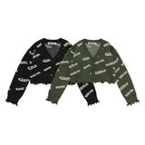 Women Sweater Vintage Knitted Cardigan IV Collar Sweater