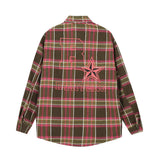 Men Long Sleeved T Shirt Long Sleeve Shirt Spring and Autumn Letter Five-Pointed Star Print Loose Casual Shirt