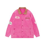Women Jackets Vintage Color Block Patch Jacket
