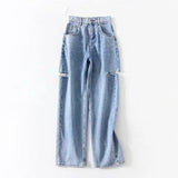 Women Jeans Loose Hole Personality Design