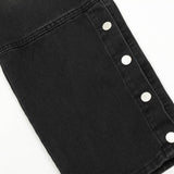 Men Jeans Denim Overalls Multi-Pocket Breasted Slit