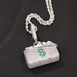 Jewelry Necklace Money Bag Pendant Street Wind Copper with Zircon Spectrum