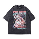 Men T-Shirt Distressed Retro Lazy Style Distressed