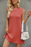 Women Pullover Sweater Knitted Dress Fashionable with Side-Slit Dress Female