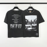 Fog Essentials T Shirts Spring and Summer FOG Washing Water Old Crew Neck Short Sleeves