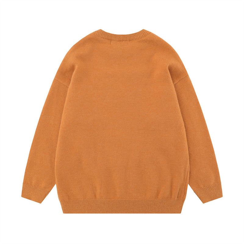Men Sweater Vortex Flocking Jacquard round Neck Knitted Sweater