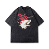 Men T-Shirt Vintage Printed Distressed Loose
