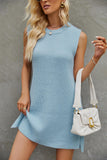 Women Pullover Sweater Knitted Dress Fashionable with Side-Slit Dress Female