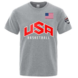 USA Basketballer Printed Street Casual T-Shirts Men Loose Ov