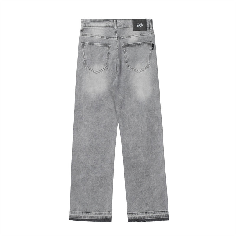 Men Jeans Vintage Washed Loose Burrs Leisure