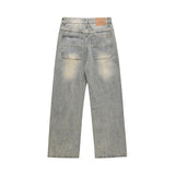 Men Jeans Retro Casual Yellow Mud Color Loose All-Match