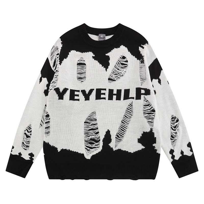 Women Sweater Tie-Dyed Gradient Color Knitted Sweater All-Matching