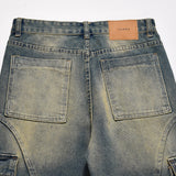 Men Jeans Cargo Pocket Personality Stitching