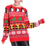 Ugly Christmas Sweater Women's Autumn and Winter Loose Pullover Snowflake Knitted Sweater