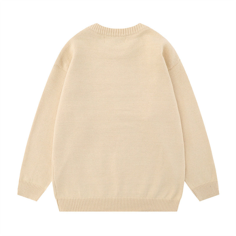 Men Sweater Crew Neck Inner Sweater Abstract Inkjet Printing